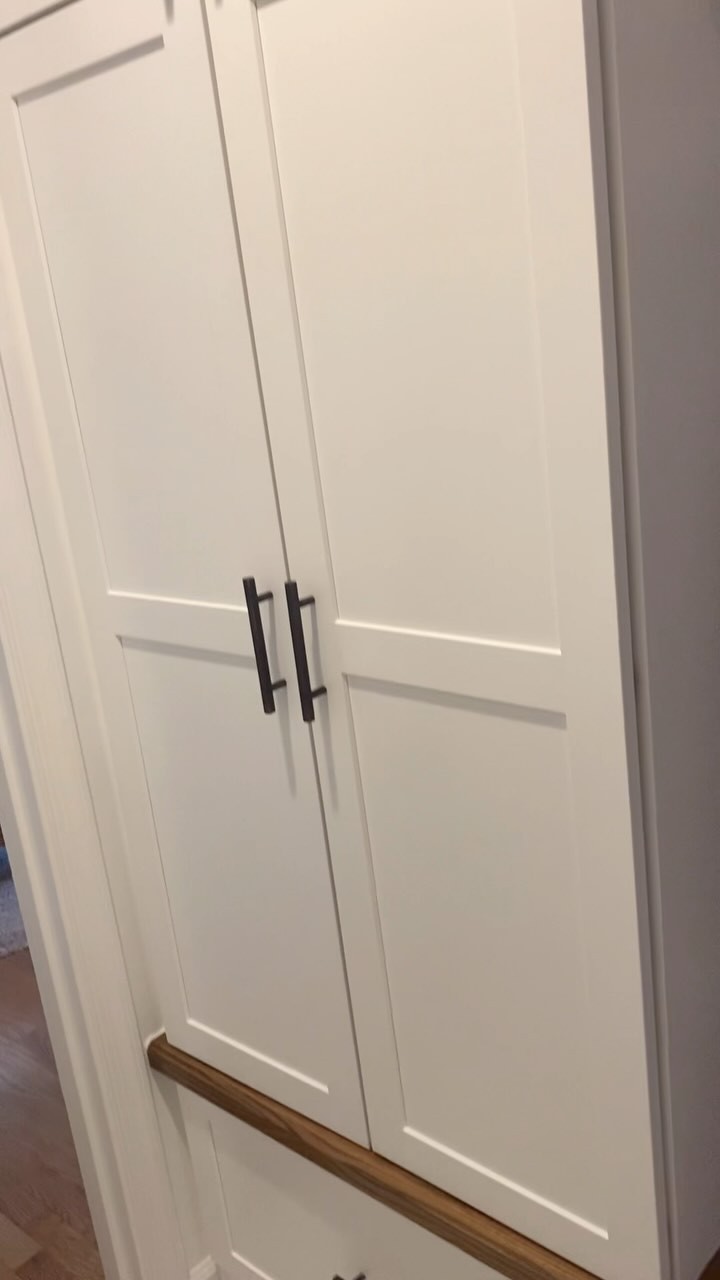 Renovated their closet and hallway into a mud room with built-in ...