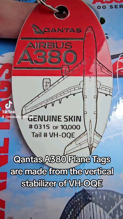This PlaneTag began as part of a retired Airbus A380. Qantas VH