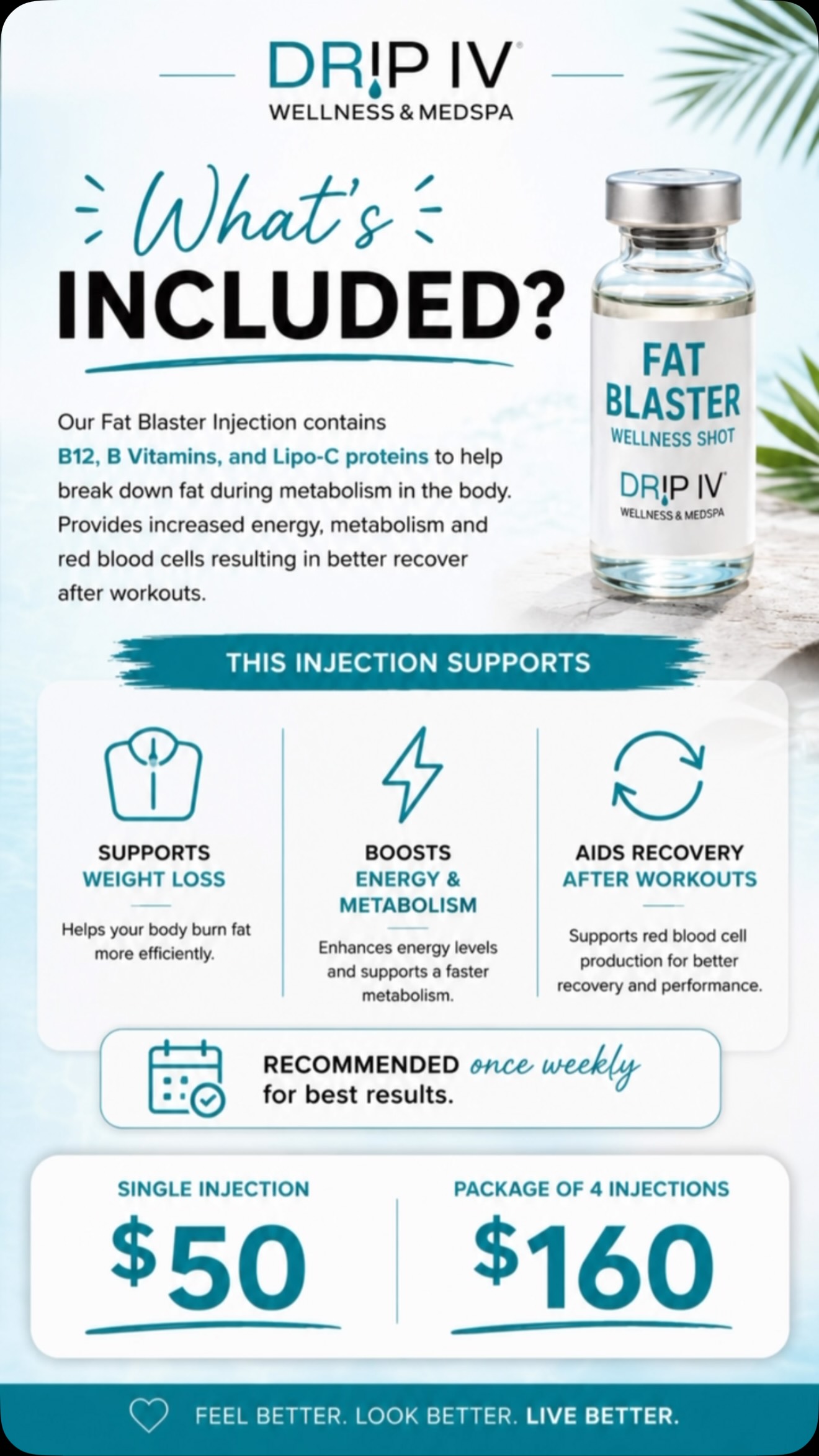 🔥 Looking for an extra boost on your weight loss journey?, Meet the Fat Blaster Wellness Shot — one of our most popular wellness injections designed to support fat metabolism, boost energy, and help 