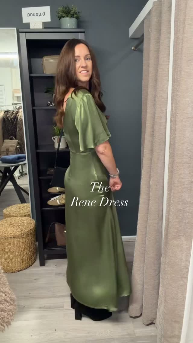 traffic people green dress The Rene from People. , The perfect occasion dress, the Rene Dress is crafted from a satin-look fabric with a subtle sheen, with soft trumpet sleeves and an elegant fit. , £110 sizes frenchie