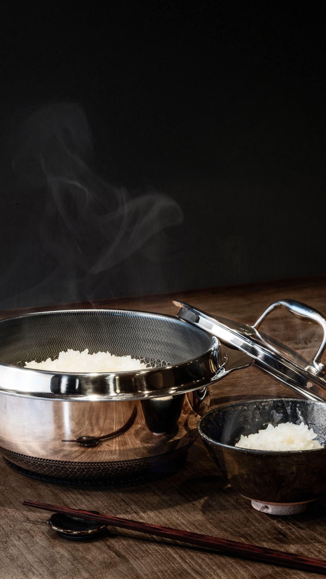 ヘックスクラッドのライスポットで炊いたご飯は、一粒一粒がふっくら