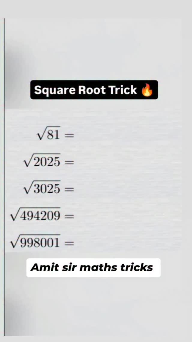 Square root tricks.... #squaretricks #squareroottricks #amitsir #quant ...