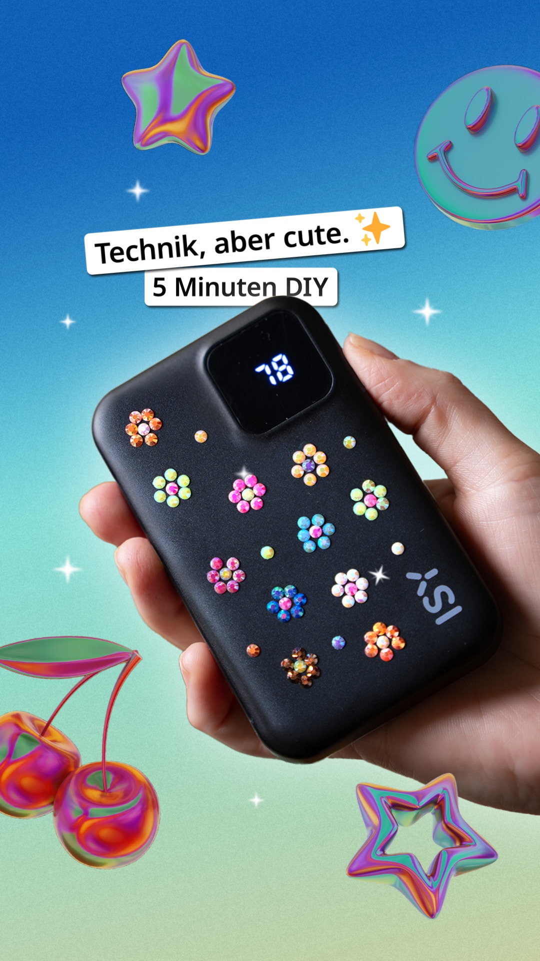 Technik, aber cute! 😍 Alles, was du dafür brauchst: Strasssteine, Kleber und Lust auf ein kleines Bedazzle-DIY-Projekt. 💎 Also gleich mal abspeichern & nachmachen! 🤩 | MediaMarkt Österreich