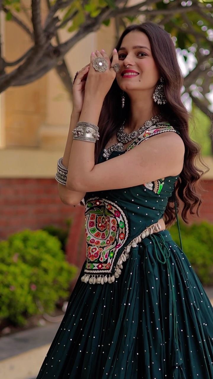 shiv green dress Navratri collection 2026💃, SAVE THIS FOR YOUR FESTIVE LOOK , DM for orders, Fashion , SHARE WITH YOUR GARBA PARTNER , navratri outfit, garba partner, surprise partner, garba, chaniya choli, PO 4546