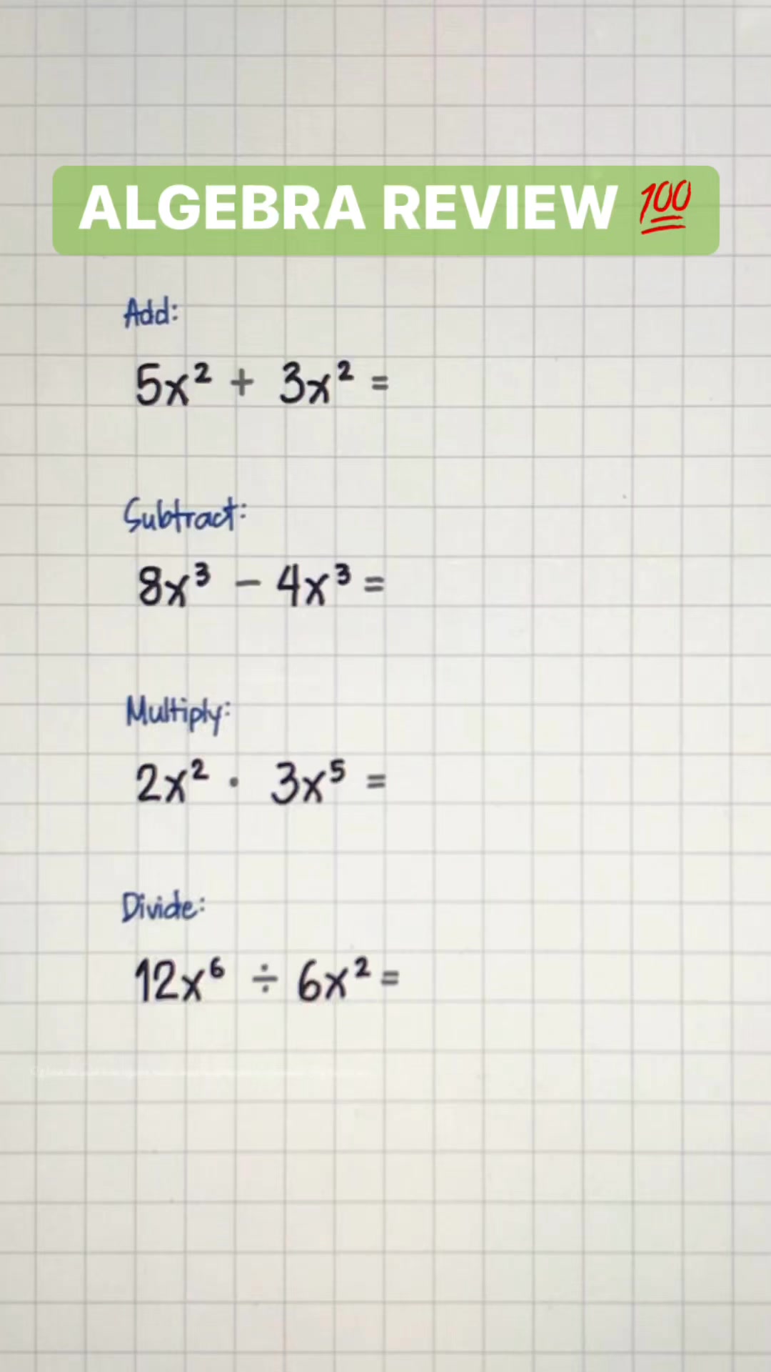 ALGEBRA REVIEW: Operations on Monomials #algebra #mathlove #mathematics ...