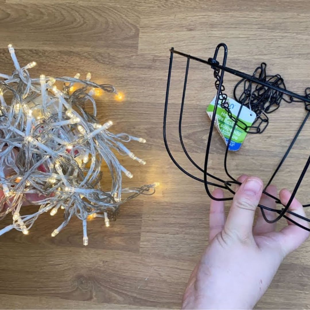 Wrap string light around a Dollar Store basket for this BREATHTAKING ...