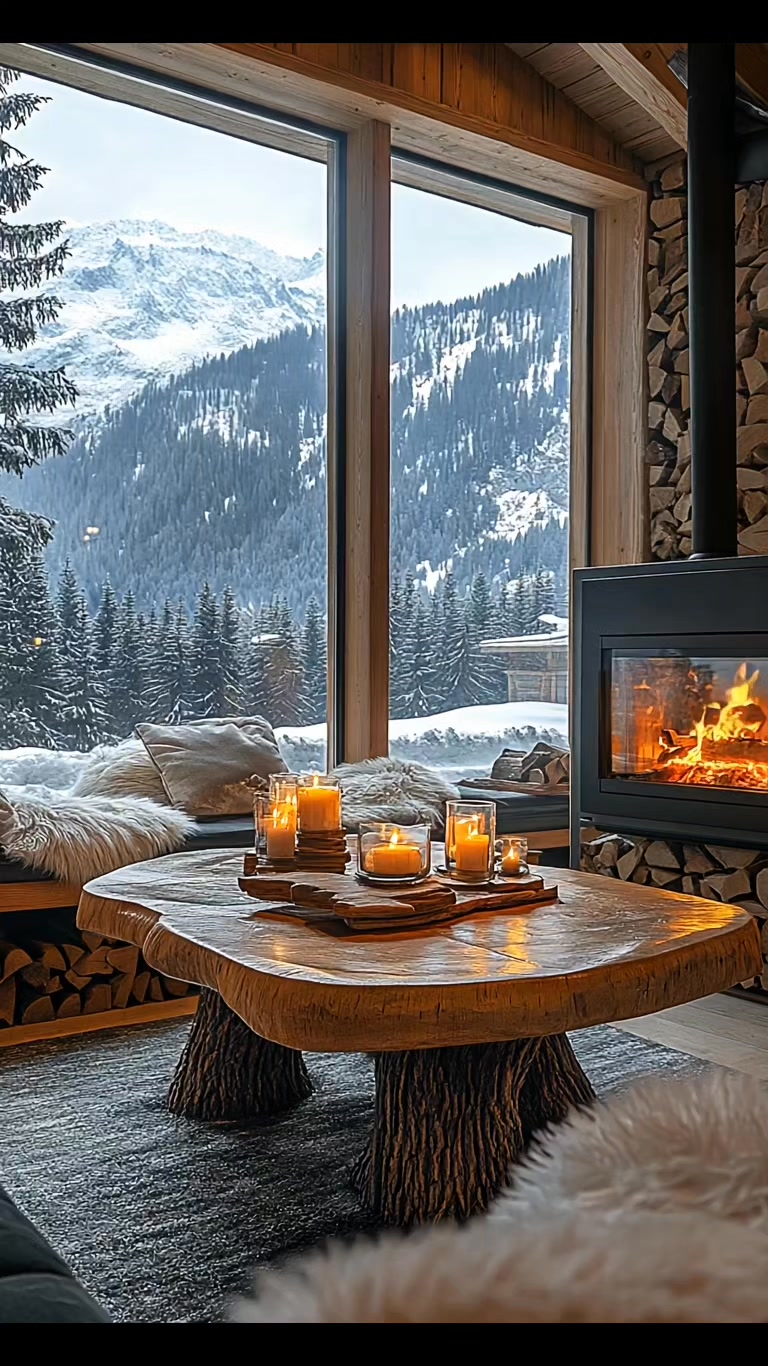So cozy 💖 #cozy #fireplace #relax #home #cabin #cozyvibes #cozylife # ...