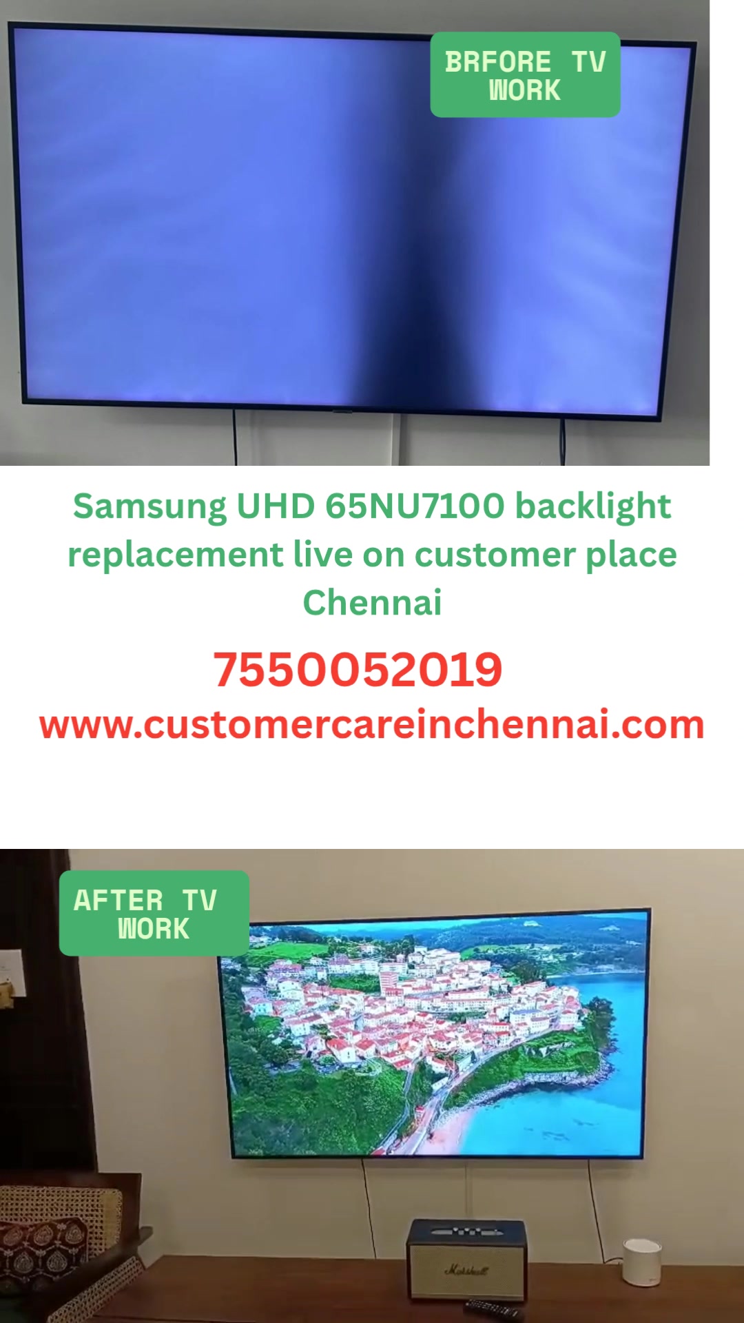 Samsung 65NU7100 TV Backlight Repair in Chennai | LED TV Screen Dark ...