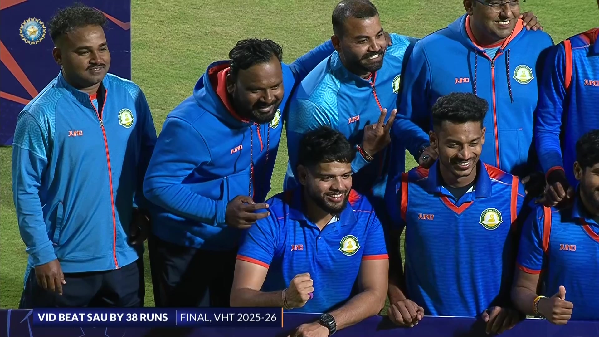 That winning feeling 🤗 Vidarbha Captain Harsh Dubey receives the ...