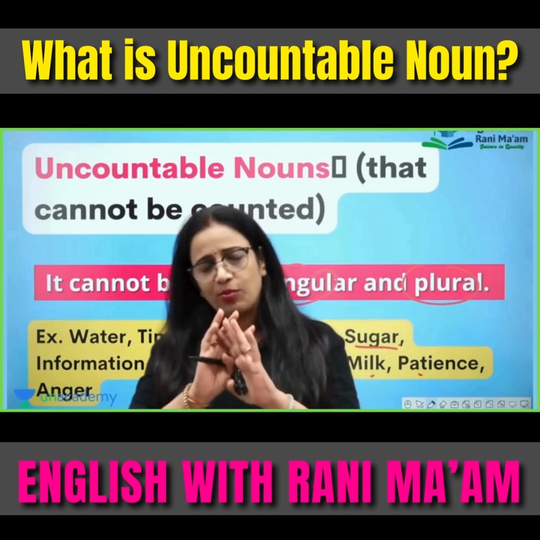What is Uncountable noun? | grammar | English with rani mam #nouns ...