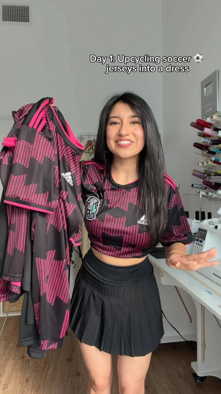 Upcycling Mexico Soccer Jersey Into Dress Day 1: Sewing Cups