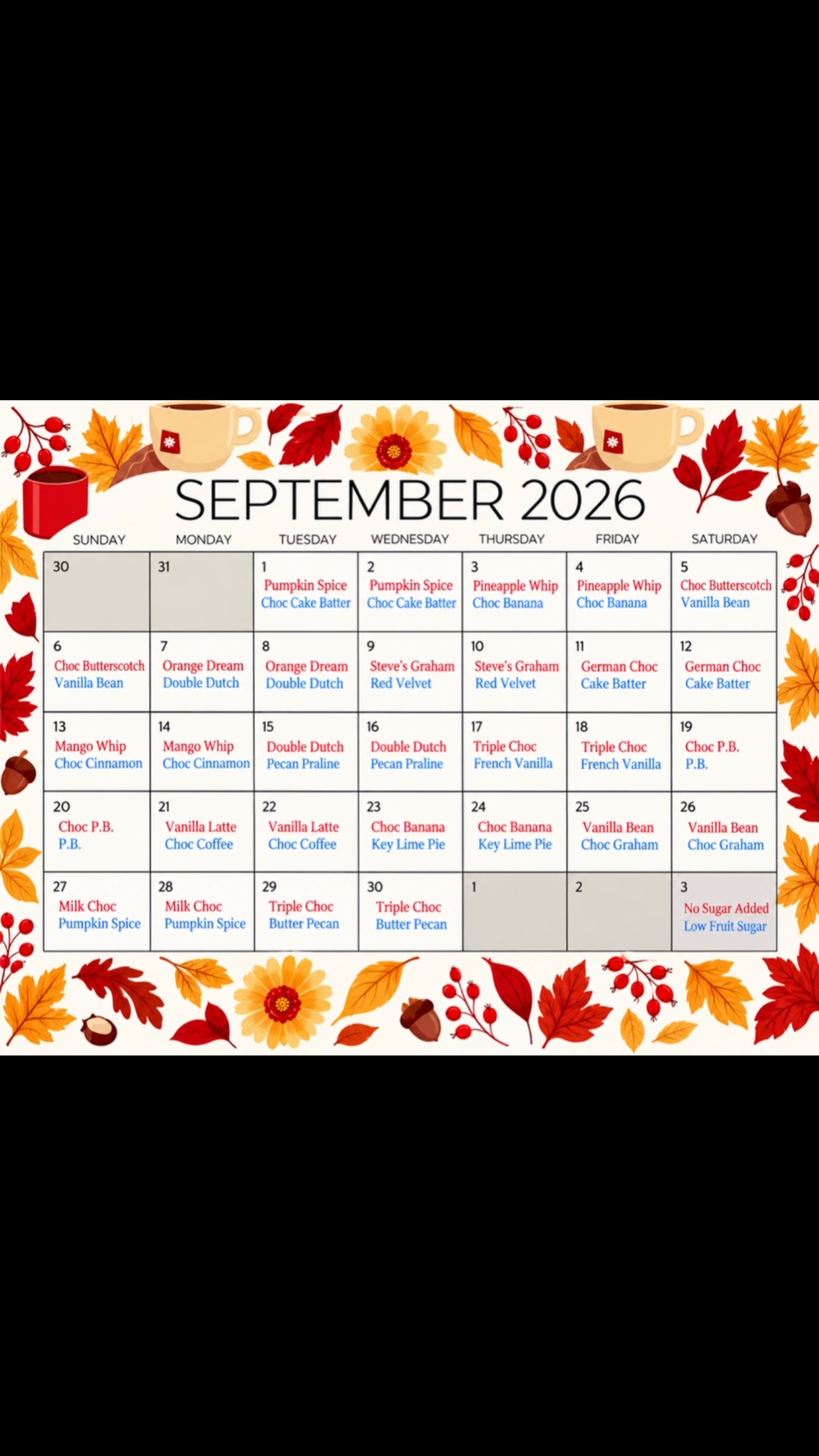 September has arrived and so has your low carb calendar finally