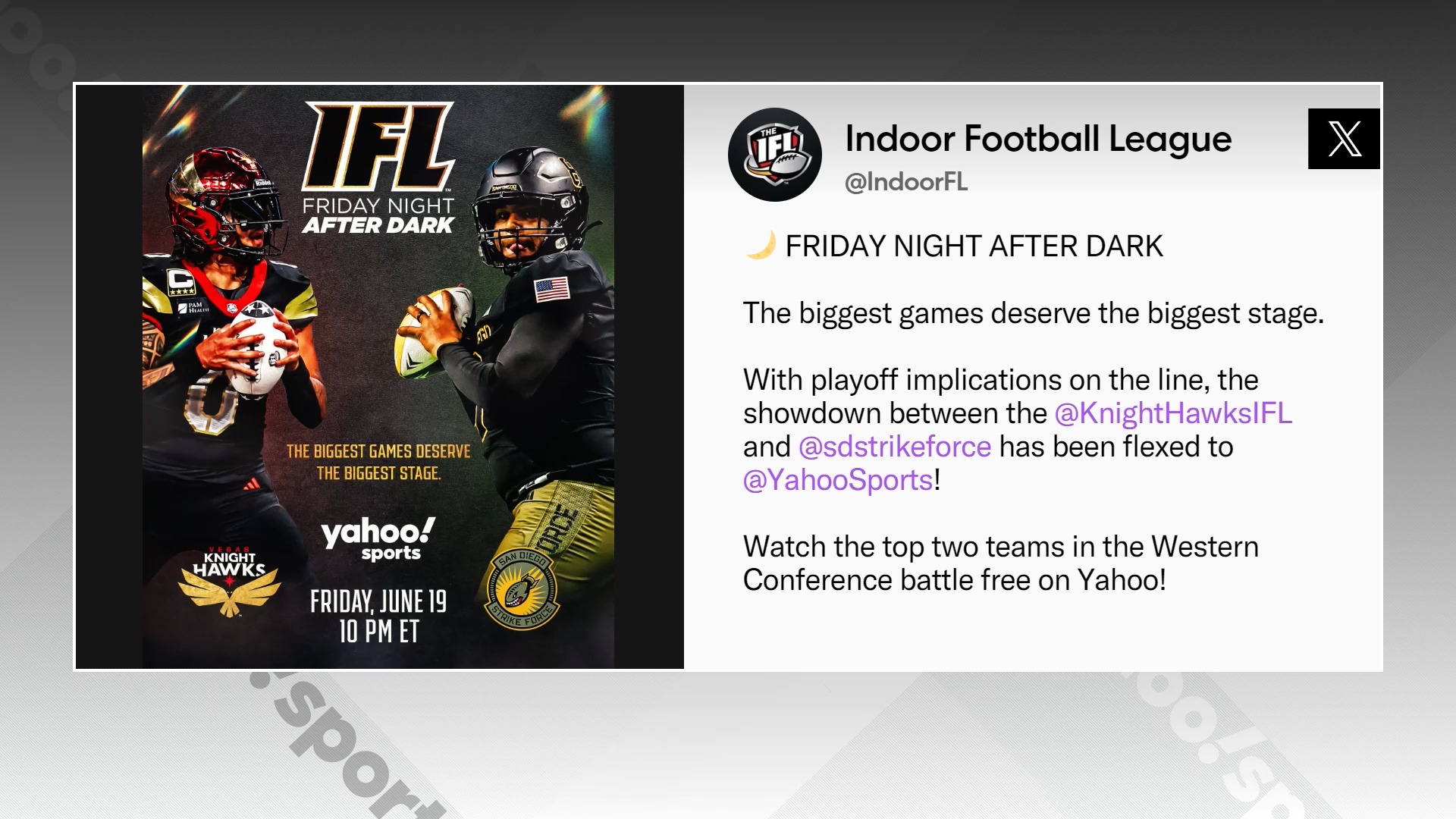 FRIDAY NIGHT AFTER DARK WITH Indoor Football League 🌙 Watch the