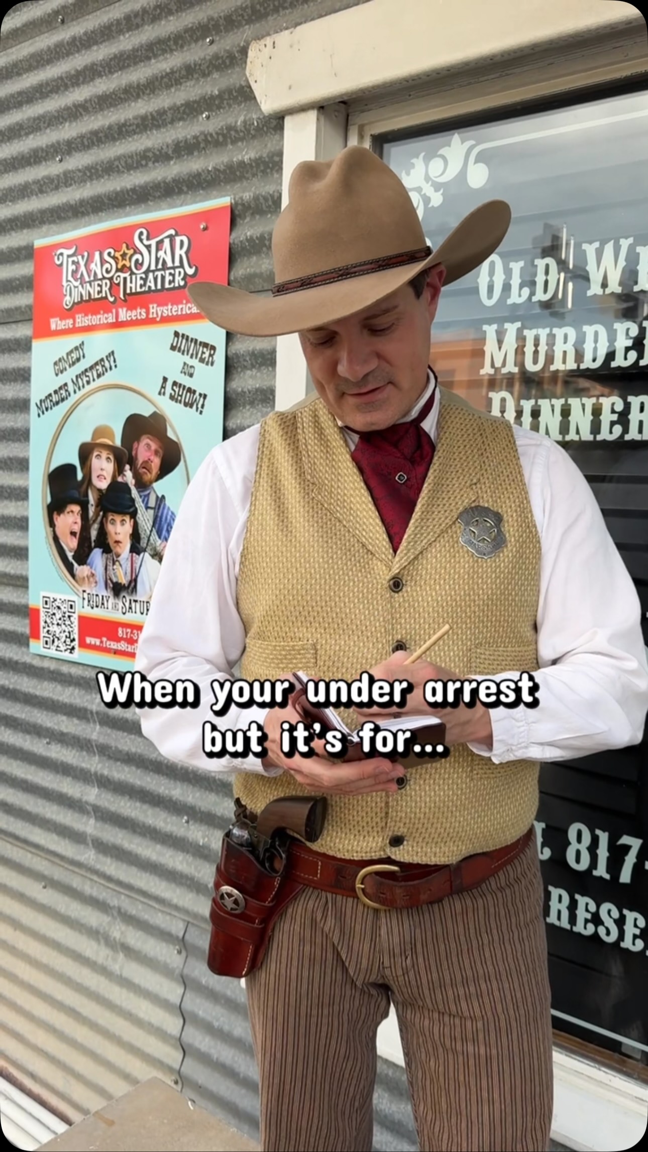Oh our suspects.. whtacha gunna do when the Marshal comes for you? 🤠😬 #funny #bts #arrested #grapevinetexas | Texas Star Dinner Theater