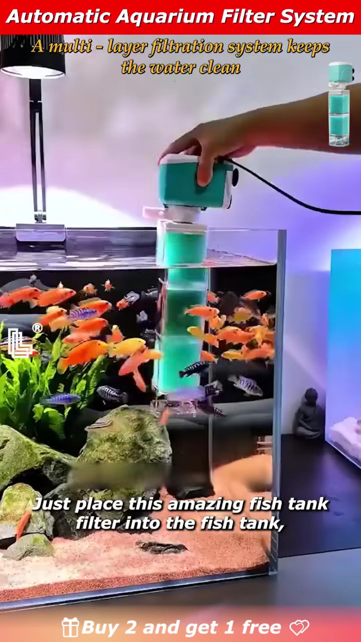Lychee Aquarium Power Filter 30-50 Gallon with Surface Skimmer, Quiet Fish Tank, Adjustable Water Flow