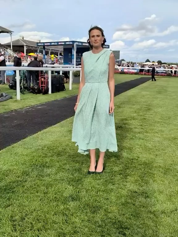 headband with formal dress The stunning Francesca yesterday in our satin leaf head band presenting for ITV Racing This can be made to complete your or in a classic tone to work your how to wear a headband 2023