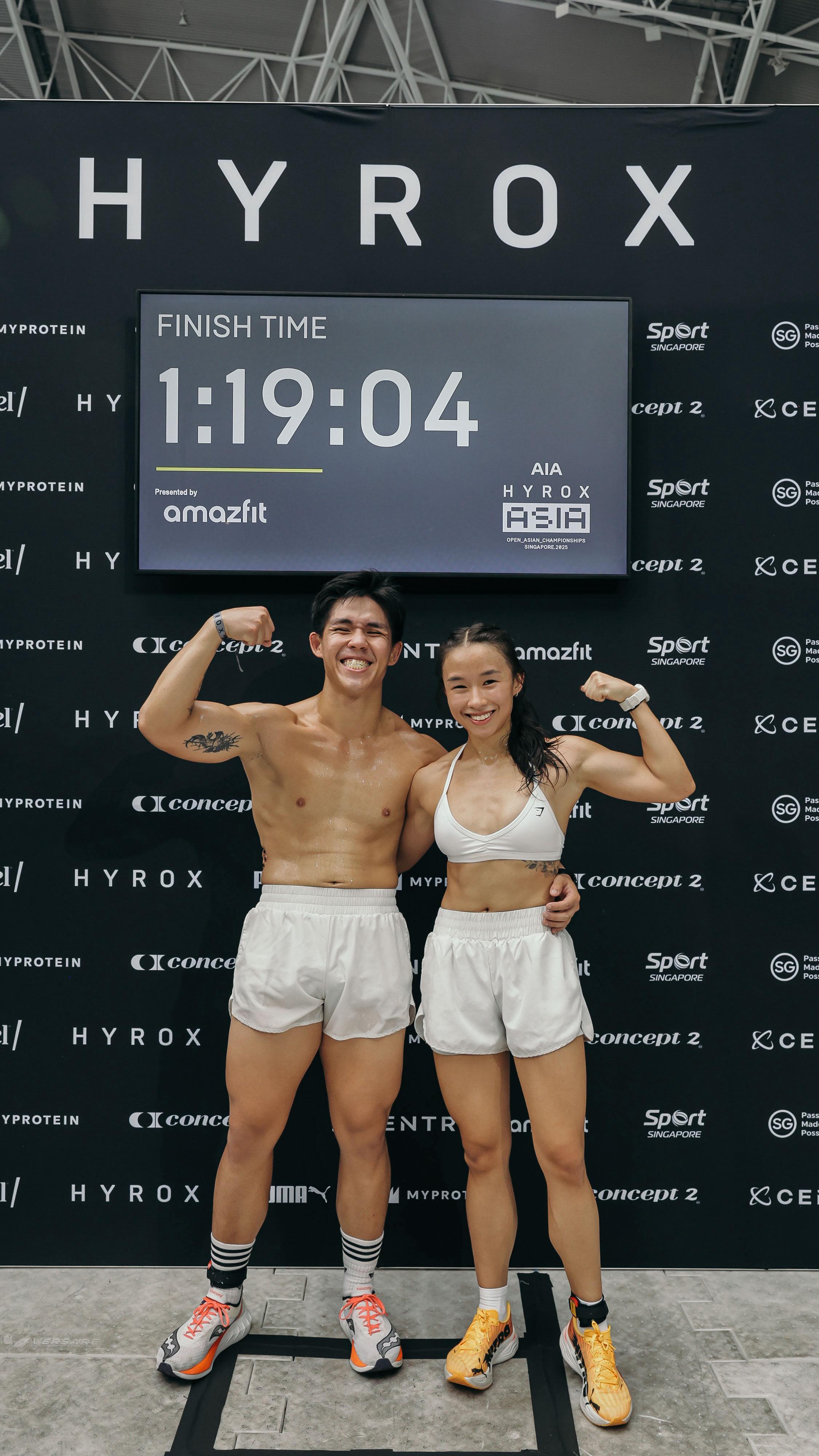 We did HYROX for our 1.5 year anniversary — started way too hot on the ...