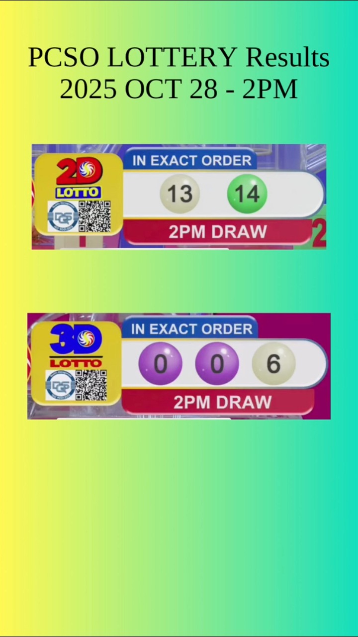 PCSO 2:00 PM Lotto Draw - October 28, 2025 #PCSO #PCSOLottoResultToday ...