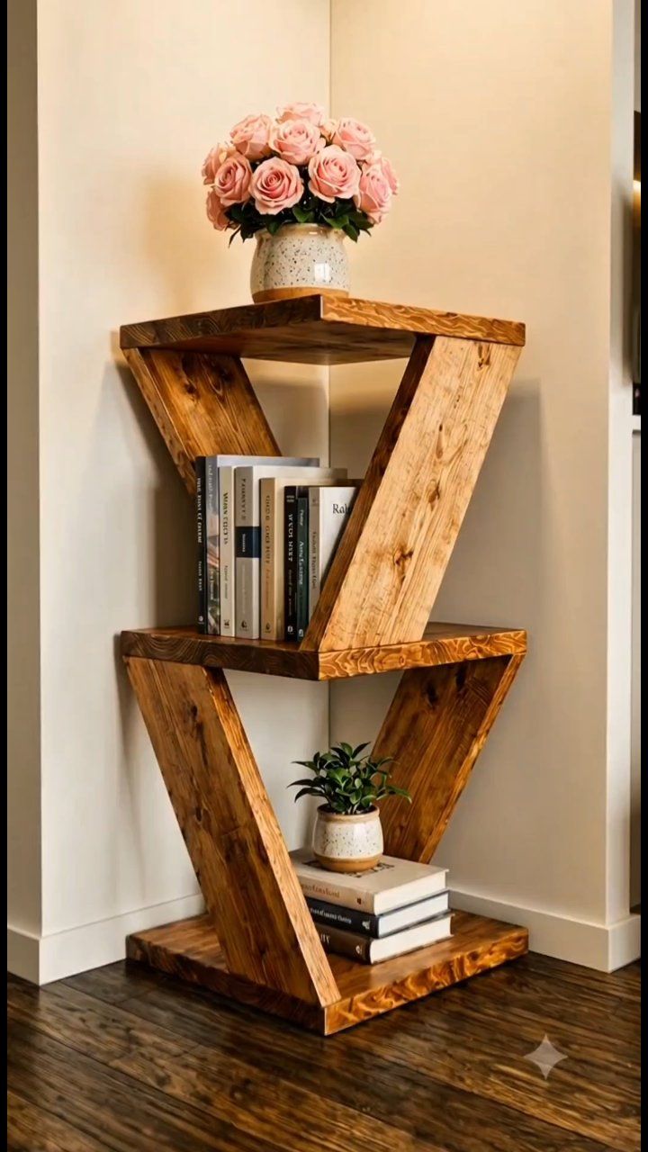 Build Storage DIY Z Shaped Bookshelf Modern Woodworking Transform