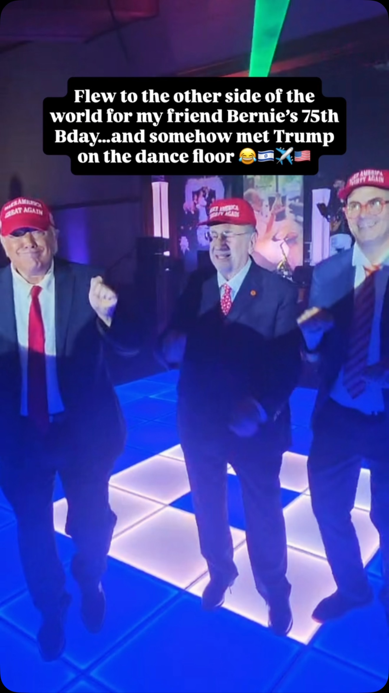 I flew to beautiful Nashville, on the other side of the world, to celebrate my dear friend Bernie׳s 75th Birthday and look who joined us on the dance floor. 🇺🇸😂, Wishing my dear fr