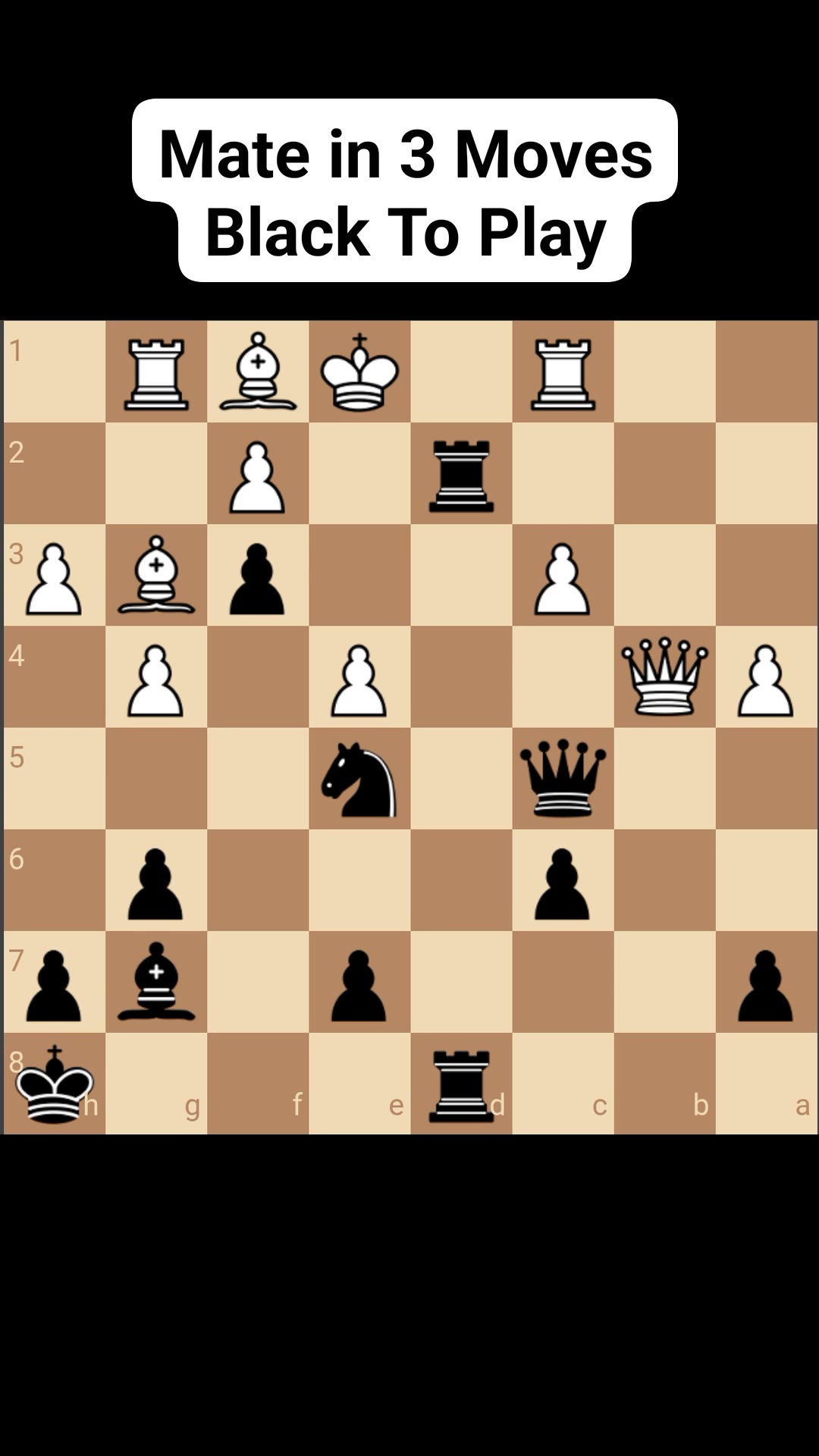 Mate in Three Moves, Black To Play Solution 👇 . . . . . . 1... Qe6 ...