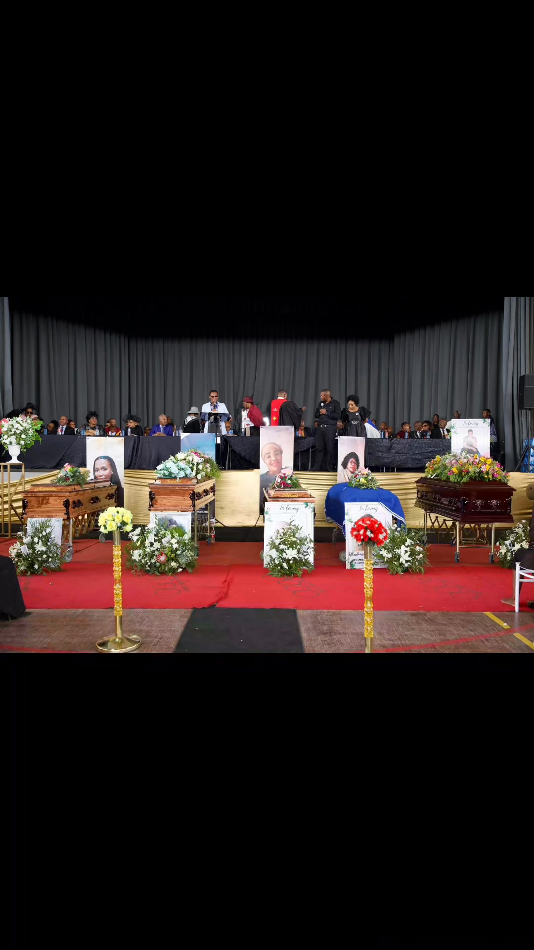 A funeral service held today at the Meloding sports centre for five ...