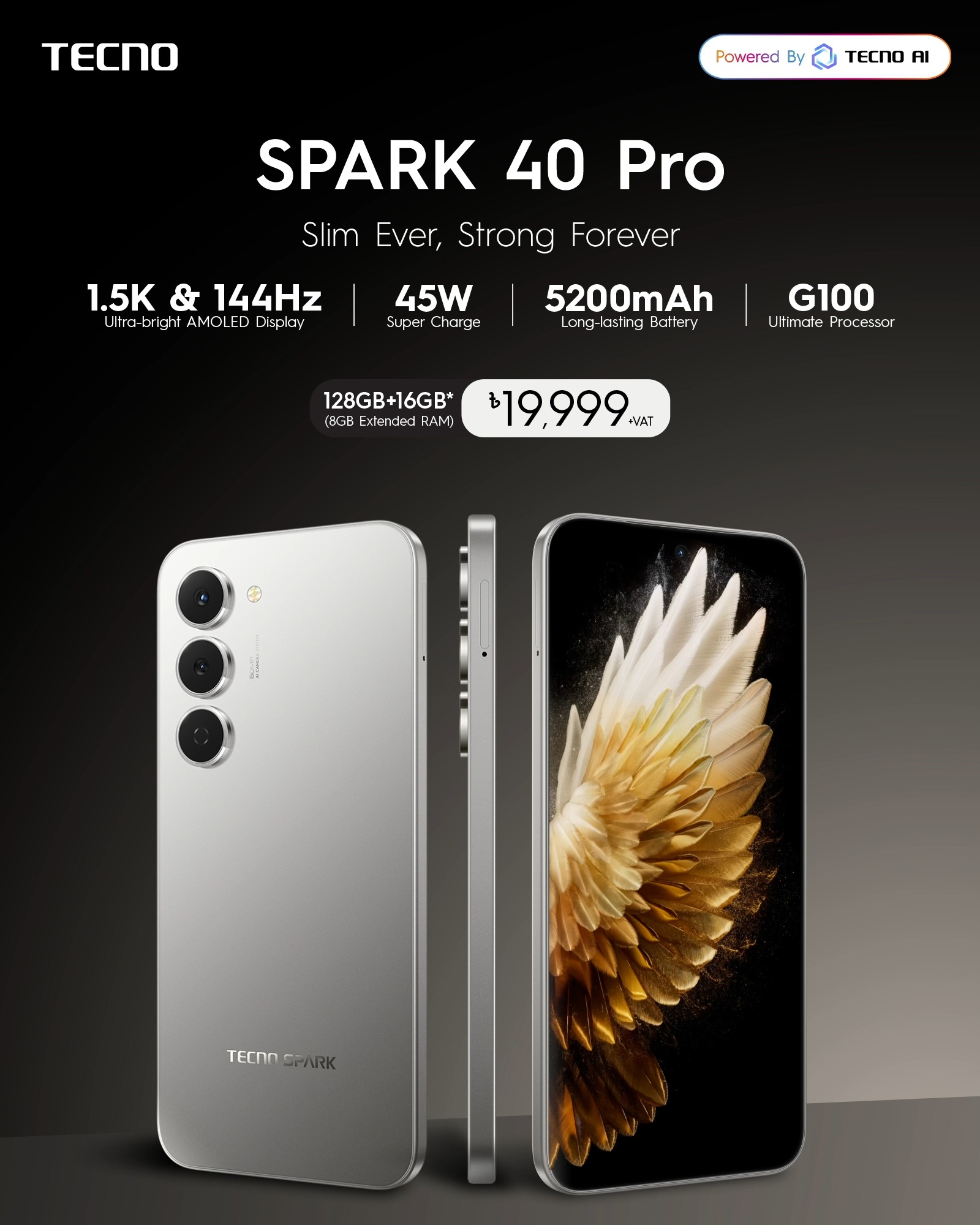 TECNO Spark 40 Pro Power meets performance at a great price. 128GB 