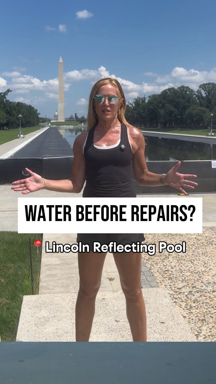 The massive Lincoln Reflecting Pool is being filled with water