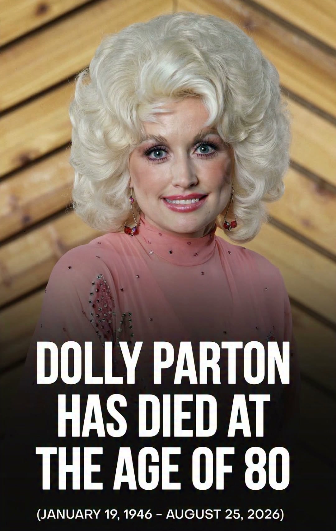 Rest In Peace, Dolly. I just got word that Dolly Parton has passed