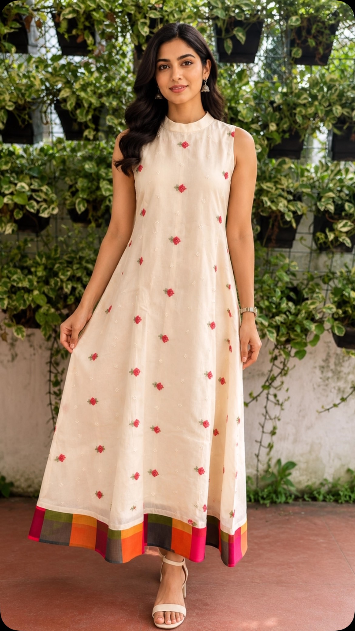 Serah - Elegant Kerala style dress with ruffles at the waist