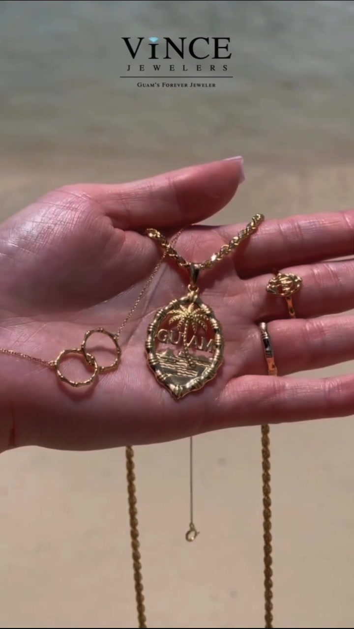 Guam-inspired 14k gold baby jewelry with bamboo design