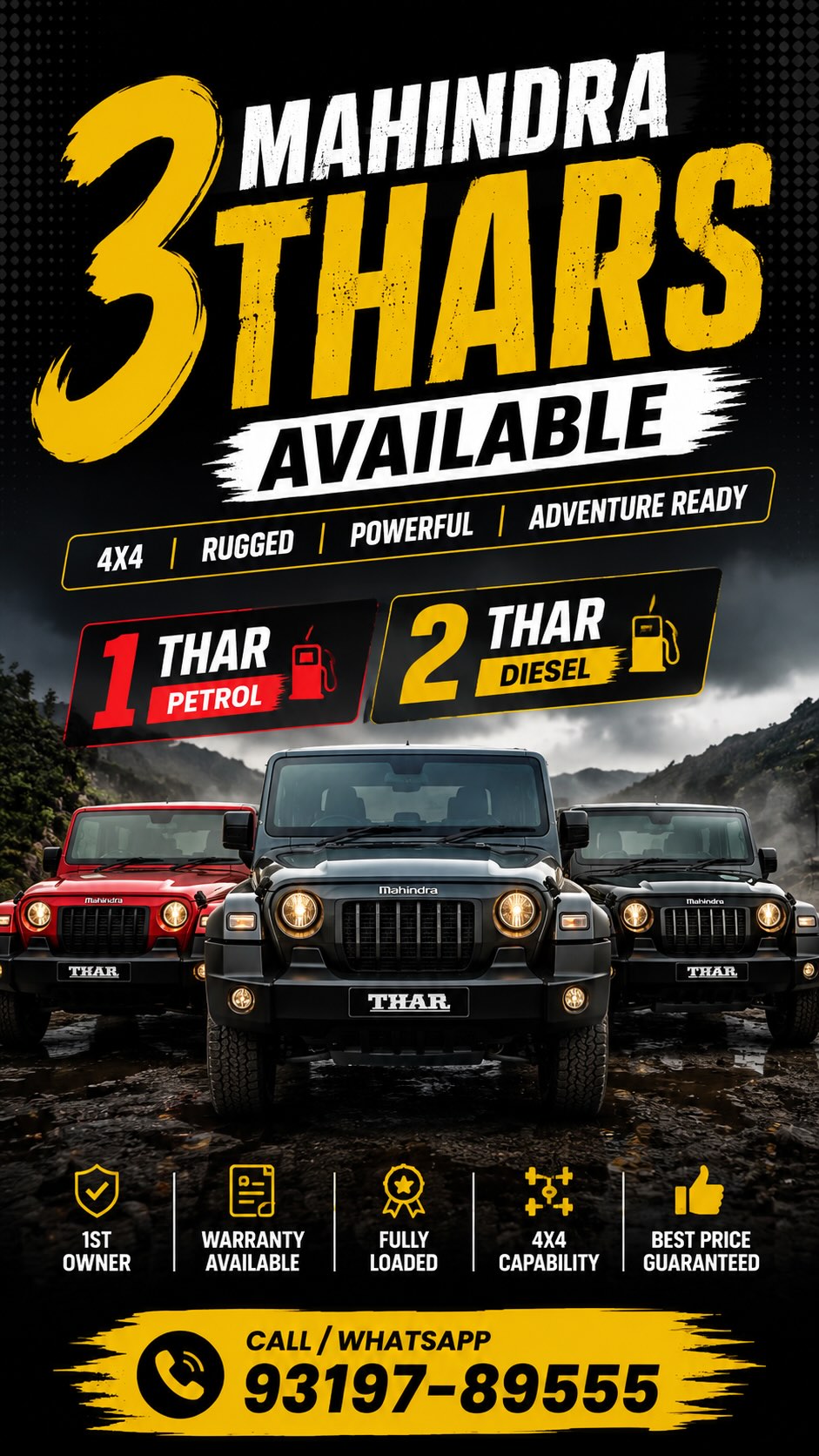 🔥 3 MAHINDRA THARS AVAILABLE! 🔥 Looking for a powerful SUV