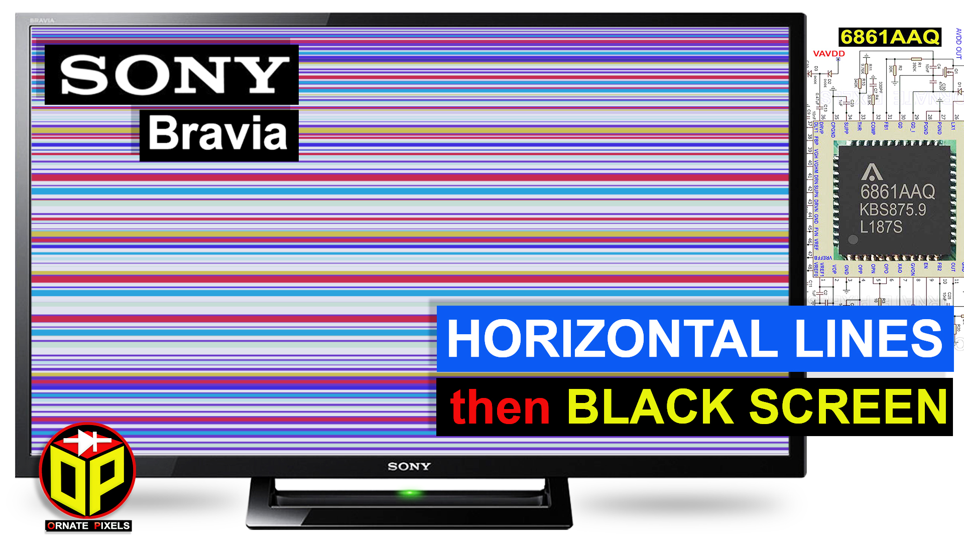 The Sony Bravia Android TV screen shows horizontal bars or lines. There ...