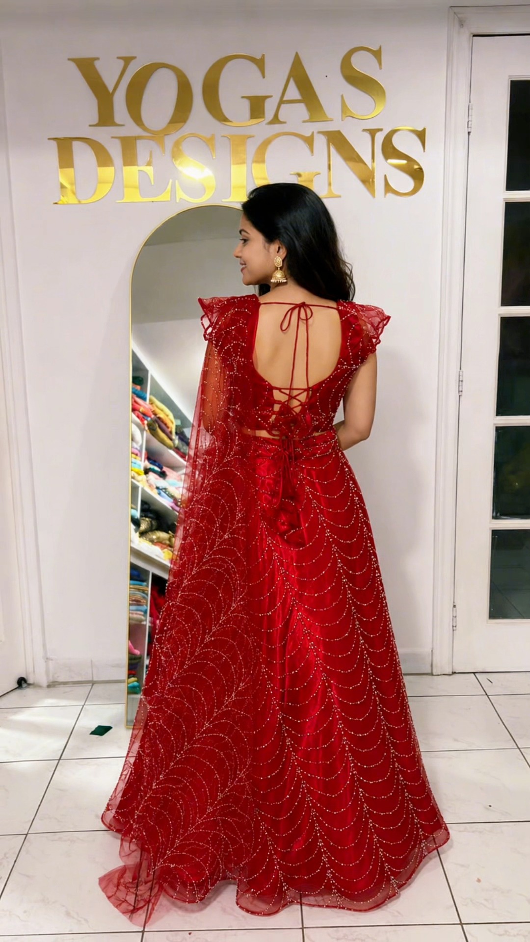 red dress green jewelry This Toronto bridal shoot highlights the modern South Indian look with a and lehenga, gold jewelry, and jasmine-adorned braid, blending traditional Mughal-inspired glam with soft, minimal Special Occasions
