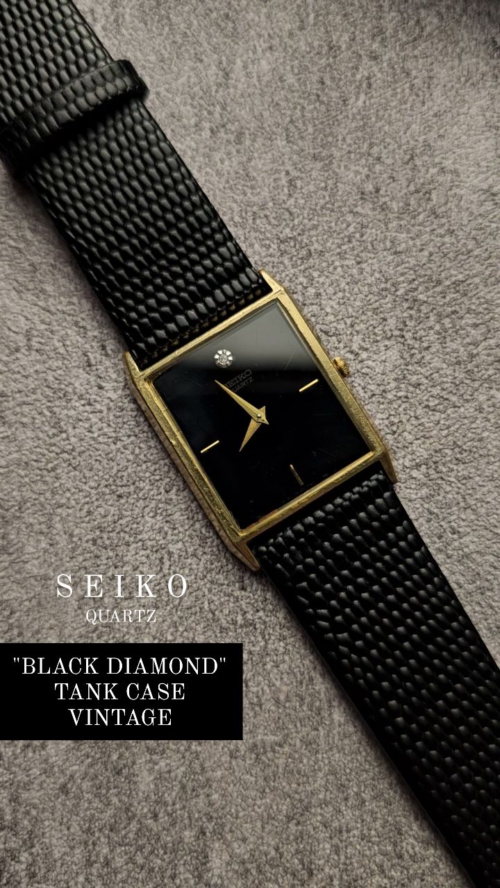 A classy and elegant black dial tank from Seiko, with diamond