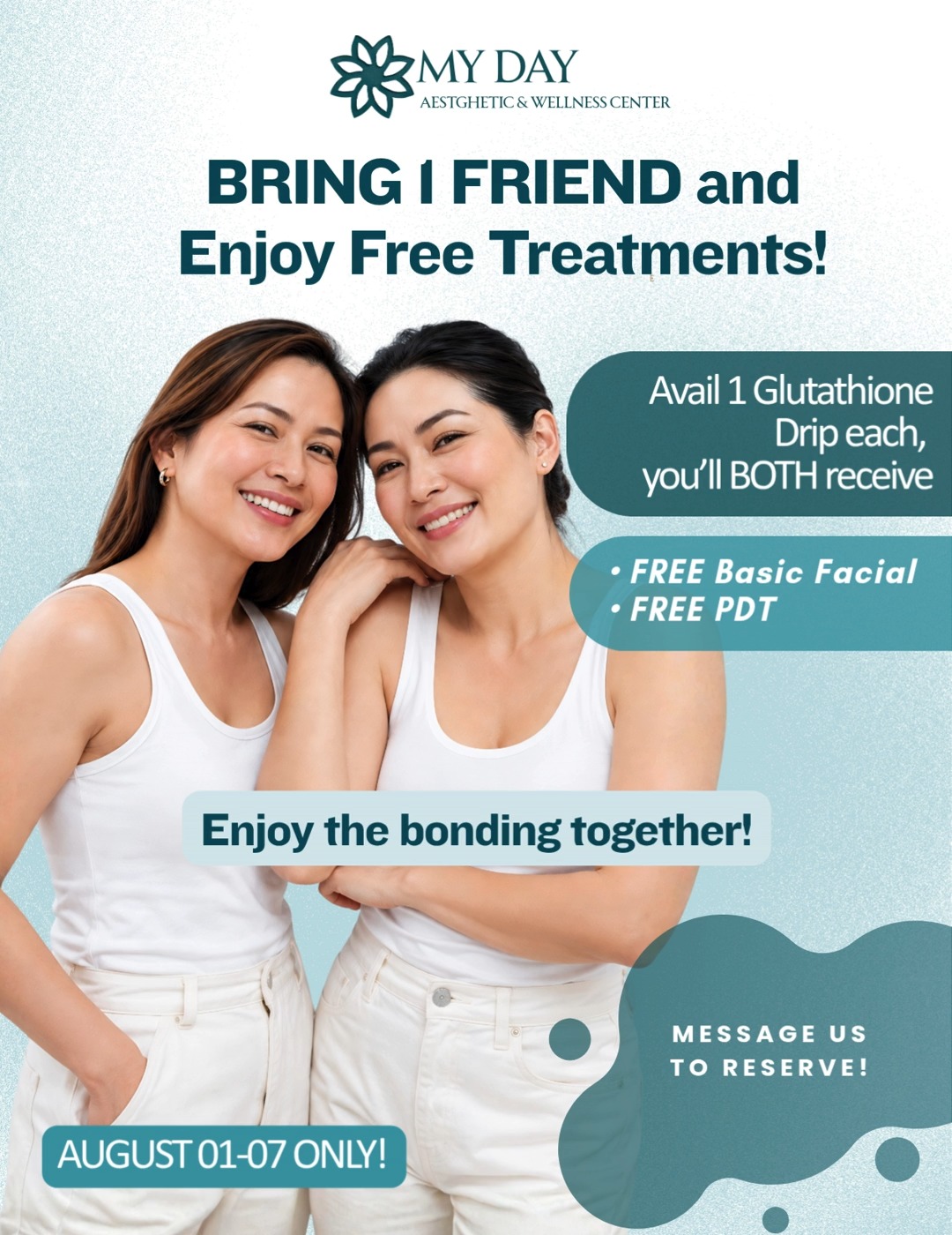 glutathione drip in pampanga Bring 1 friend and enjoy a wellness treat together. Once you both avail 1 each, you’ll BOTH receive these complimentary treatments:, • FREE Basic Facial, • FREE Red LED Light Therapy, Yuzu Complete Brightening Routine Gut Health & Support Size:2 oz