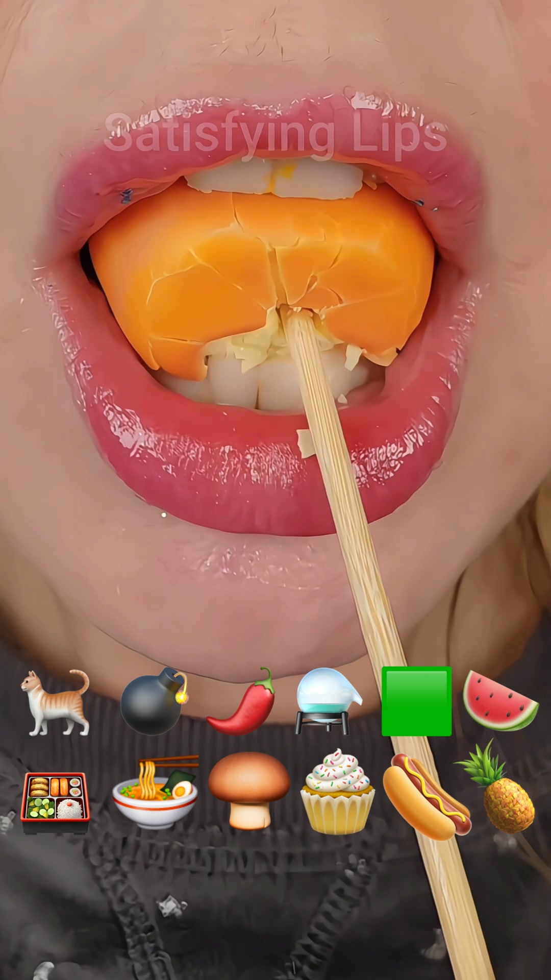 ASMR satisfying eating emoji food challenge. Mukbang eating many ...