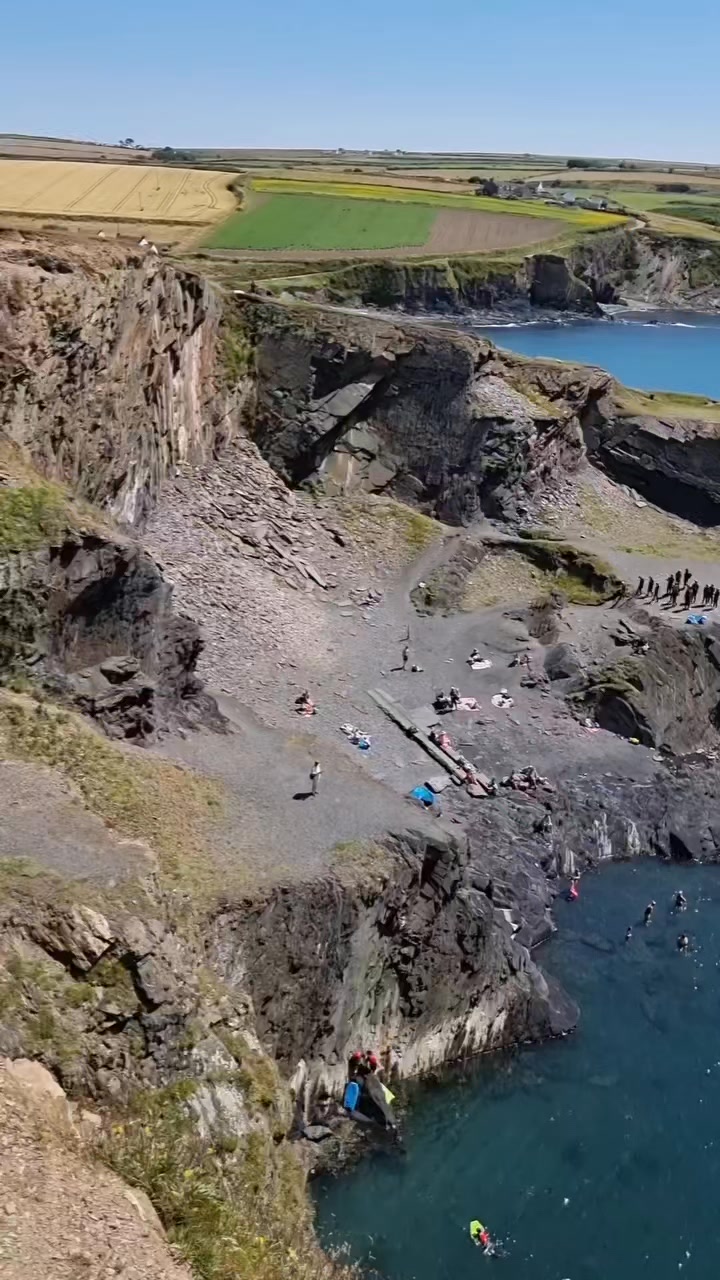 Nestled amongst the rugged coastline, the Blue Lagoon at Abereiddy is a ...