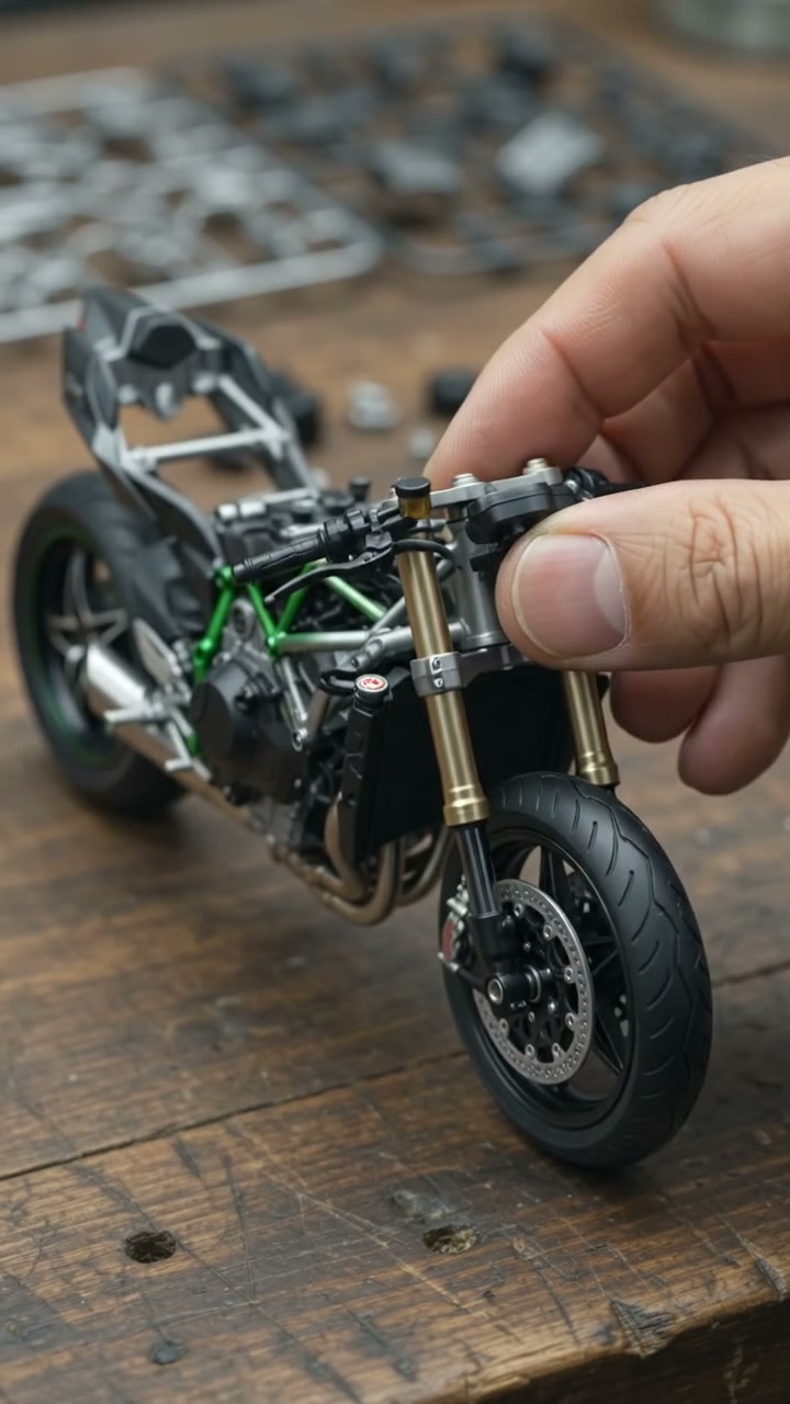 Mini Kawasaki Ninja H2R 🔥🏍️ Built from scratch in miniature