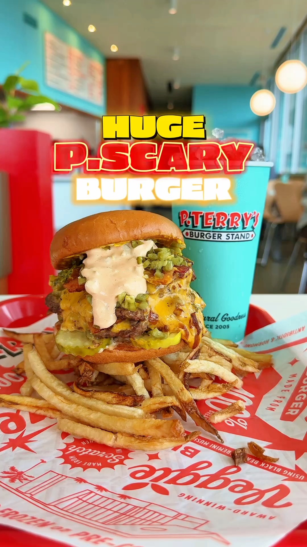 ✨ HUGE BURGER! ✨ Get the gigantic P.SCARY burger available at P