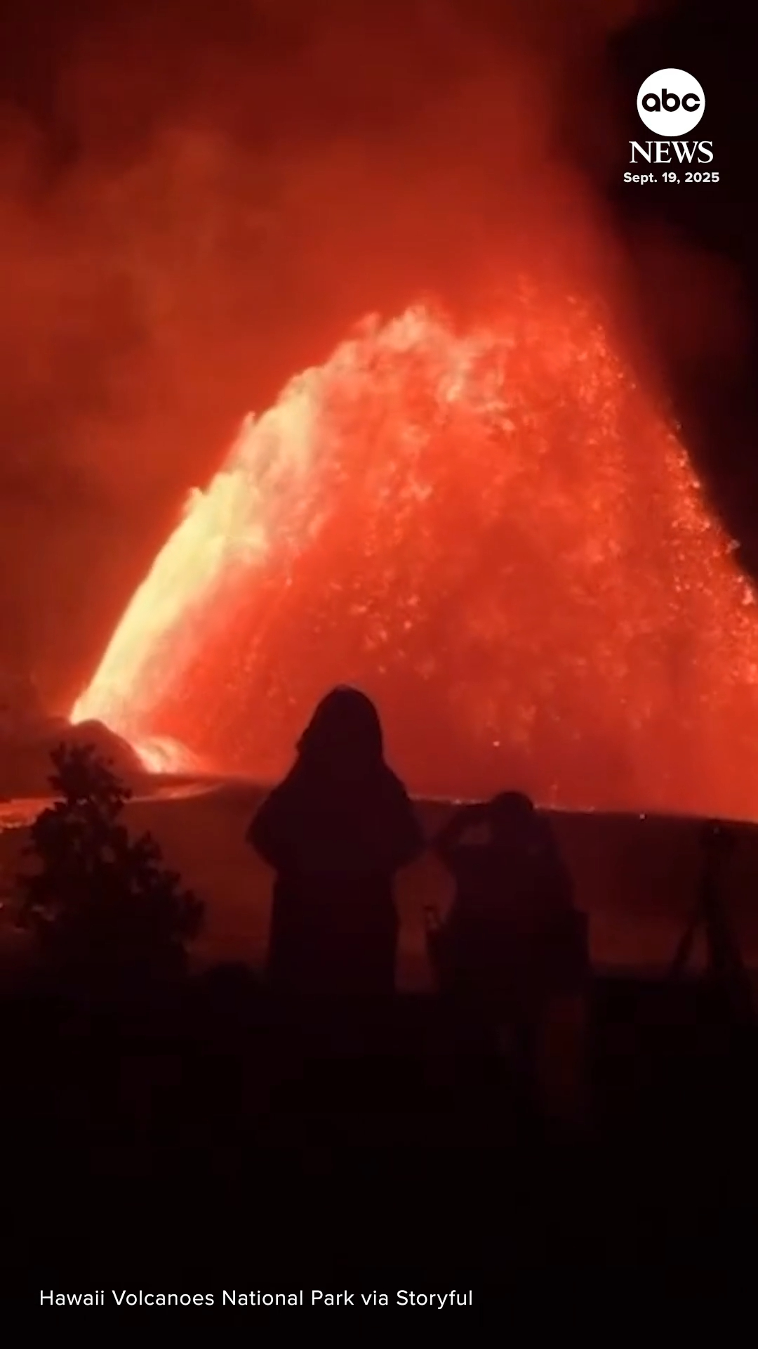 Spectators were treated to a dazzling sight as a fountain of lava ...