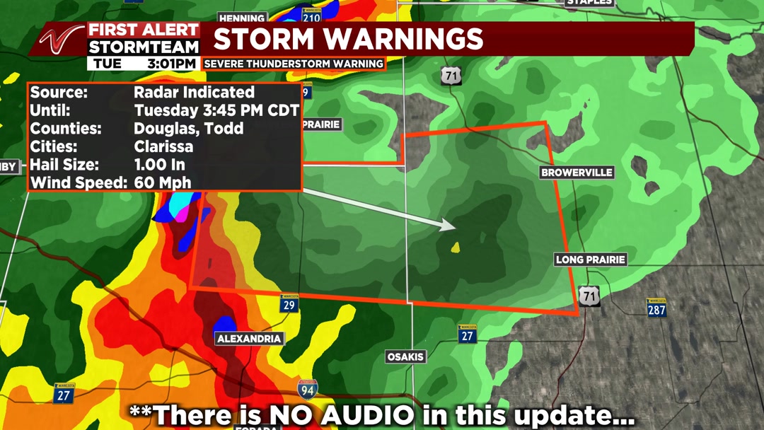 A Severe Thunderstorm Warning has been issued for Douglas, Todd. Severe ...