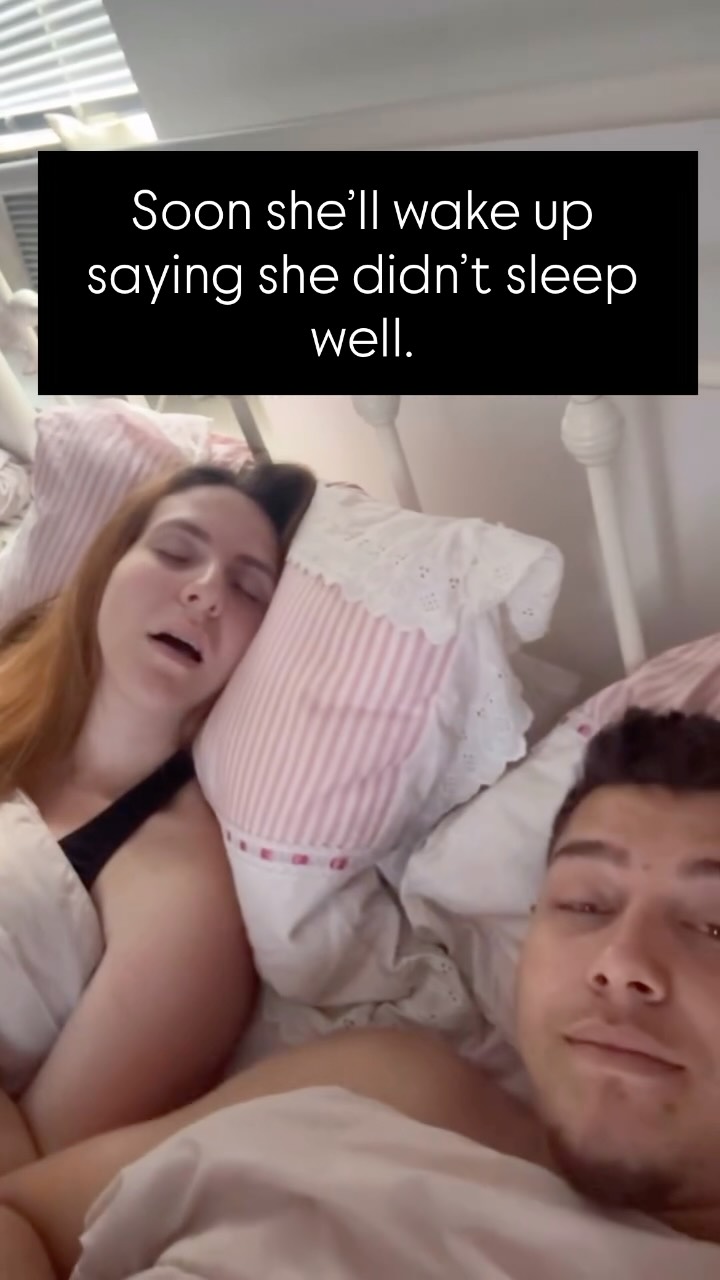 Soon she'll wake up saying she didn't sleep well. #couple #funny