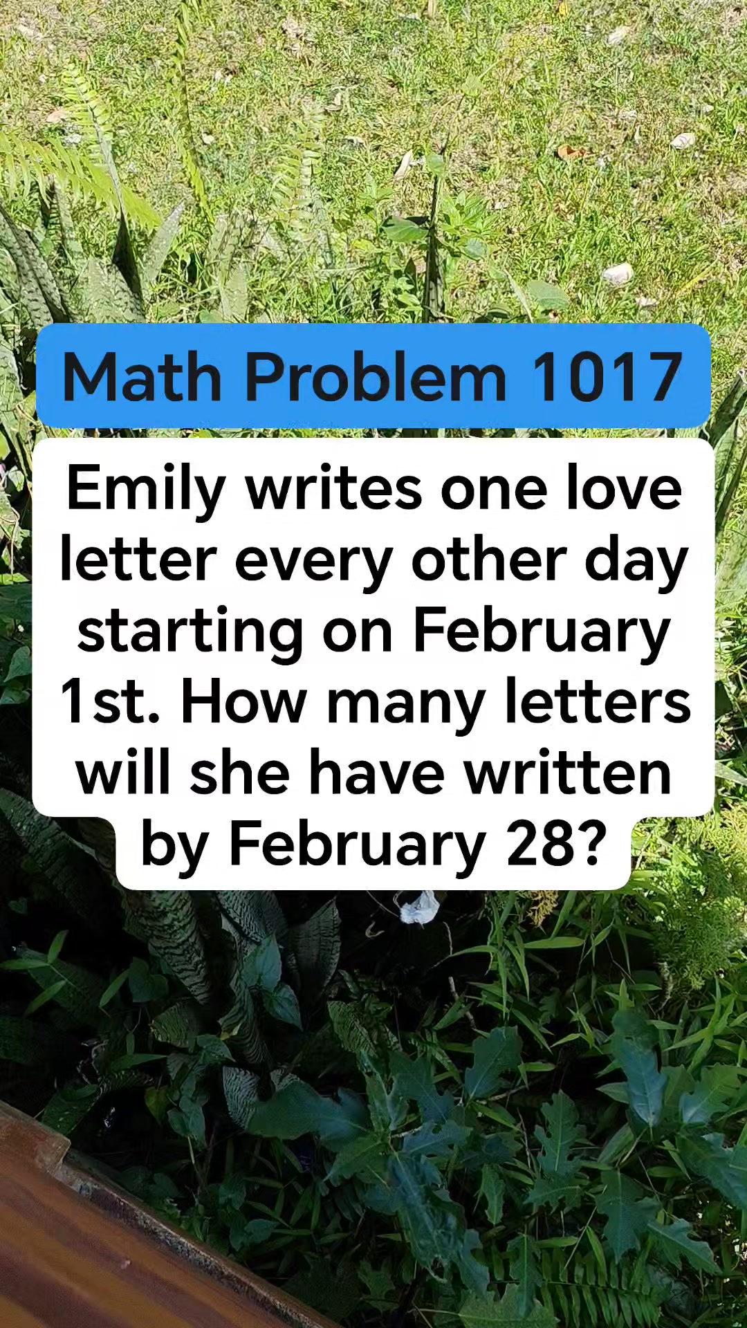 Math Problem 1017 Emily writes one love letter every other day starting ...