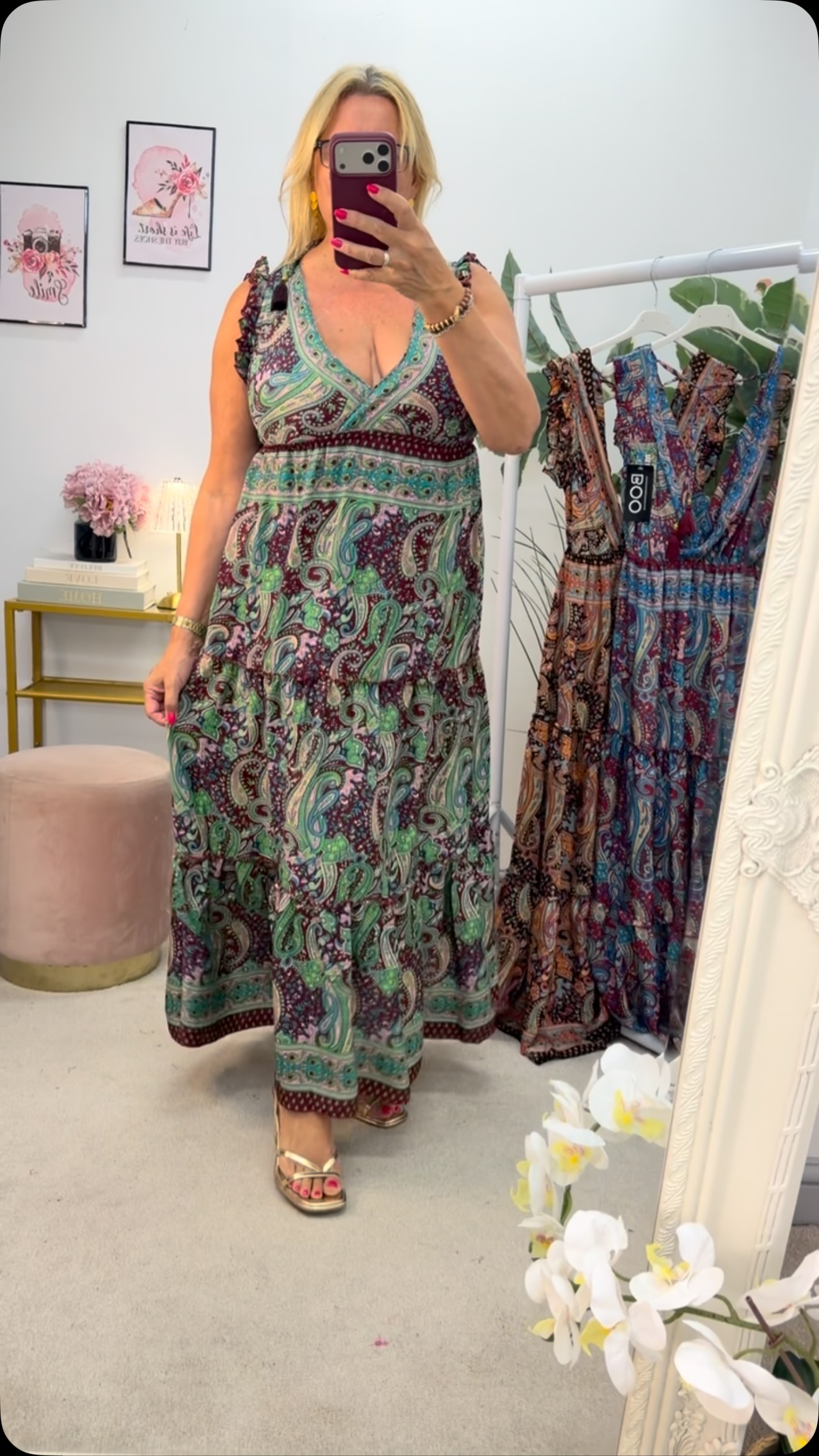 boho style maxi dress uk New in stock, How gorg is this paisley print maxi. Just perfect for holidays and summer events , One size 8 to 14 and just £24, Shop The HEBE ⬇️⬇️, Sizes:XXL (UK Size 16) Stylish short sleeve empire David Tutera For Mon blue sequins dress