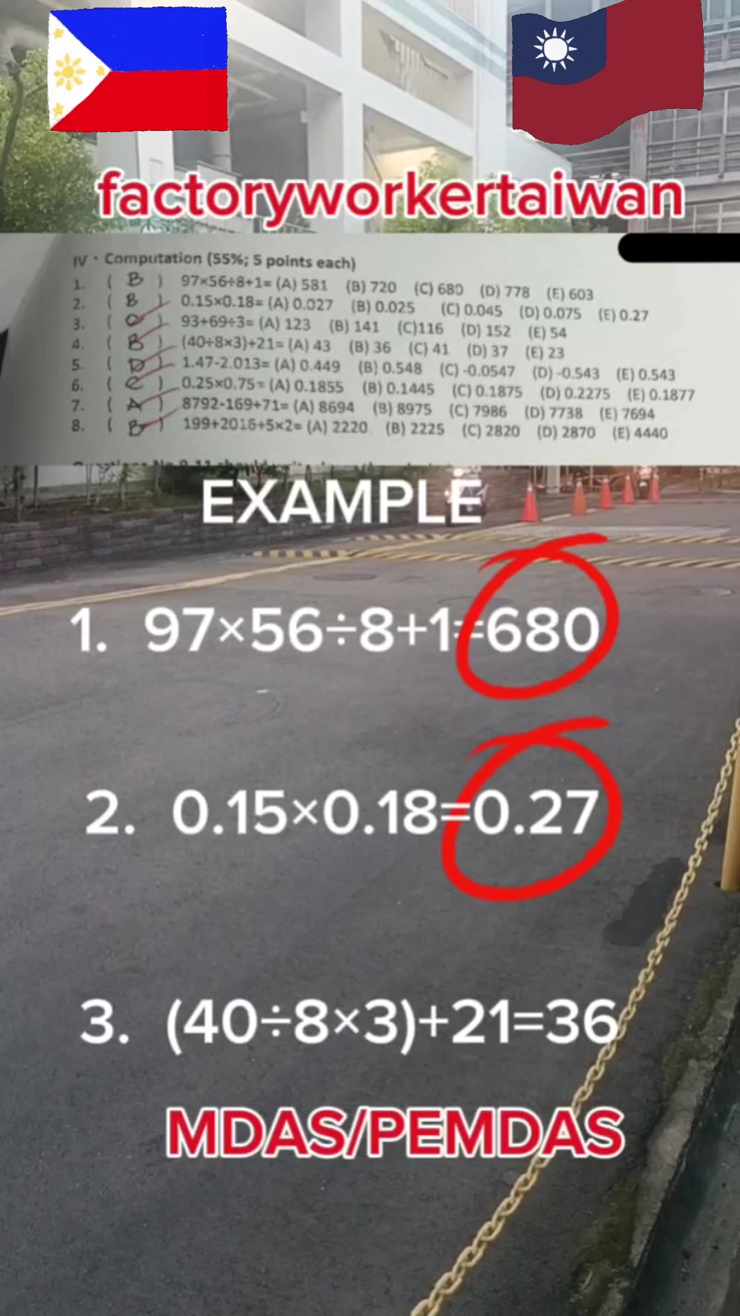 example ng basic Mathematics exam for factory worker bound to taiwan ...