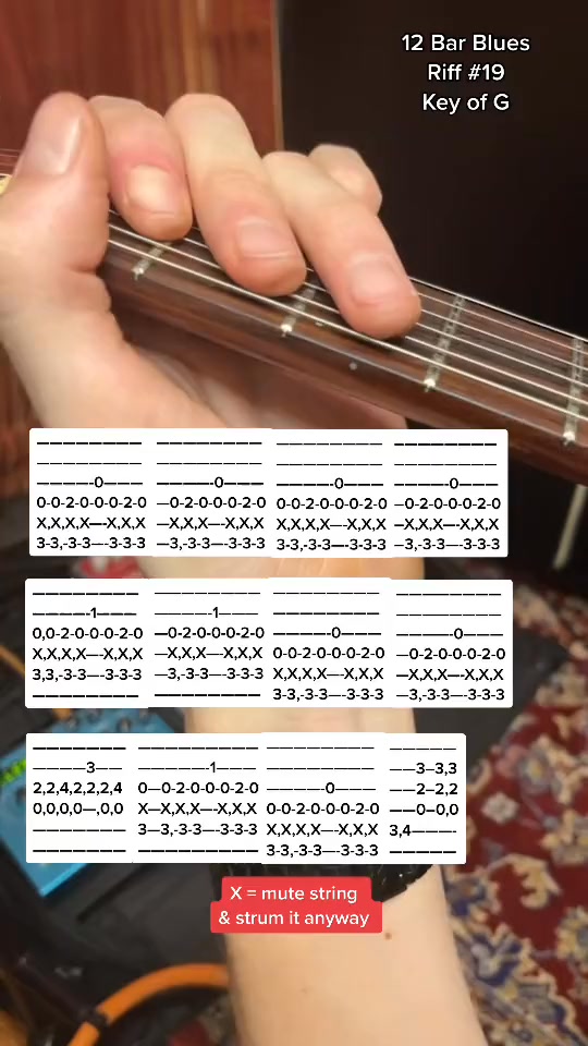 12 Bar Blues Riff on Guitar. #12barblues #bluesguitar #learnguitar # ...