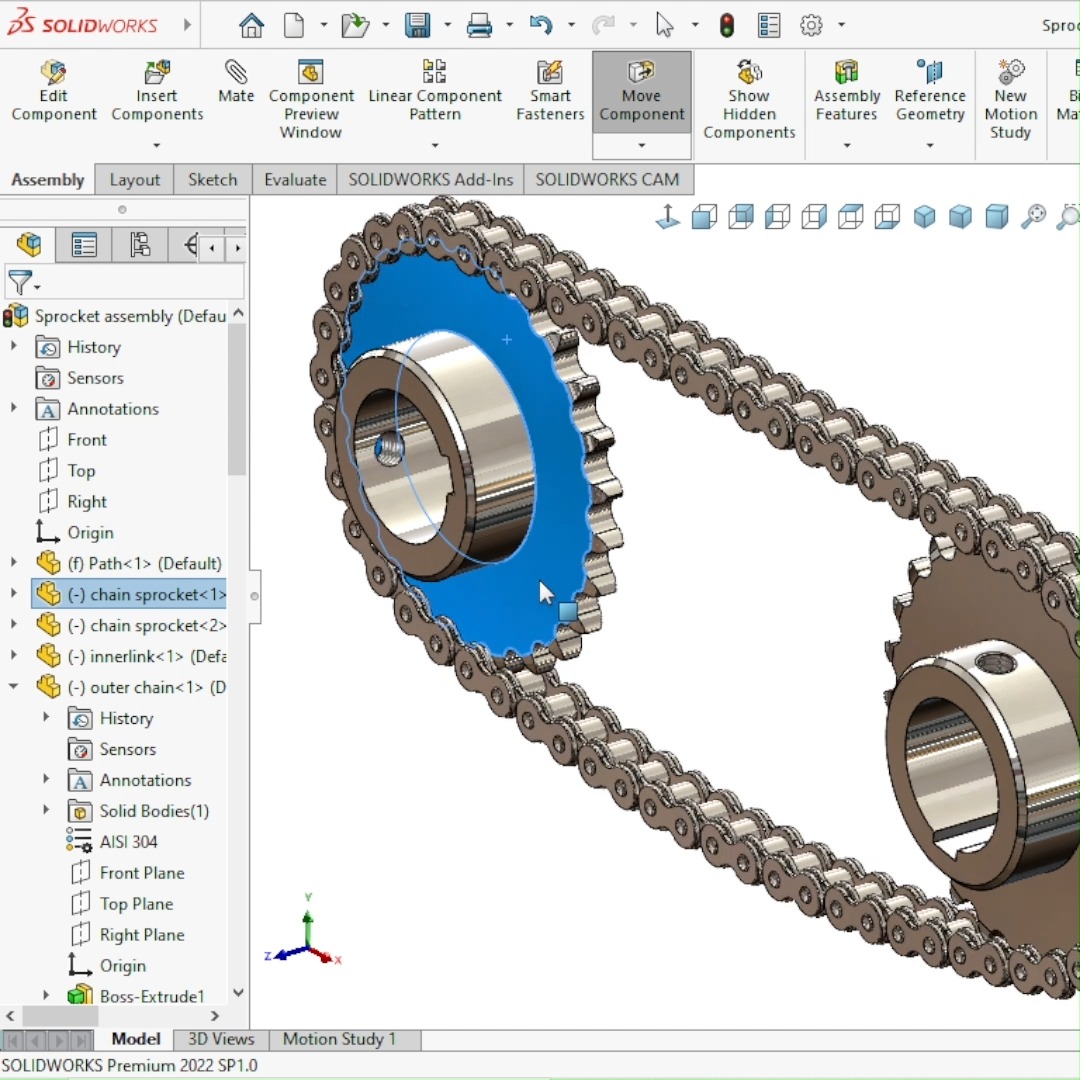 Solidworks assembly Chain Component Pattern How to assemble chain with ...