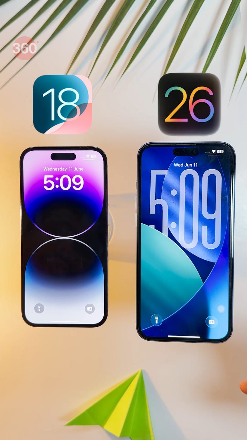 iOS26 vs iOS18: New Look! #gadgets360 #tech #techreels #ios #ios26 # ...