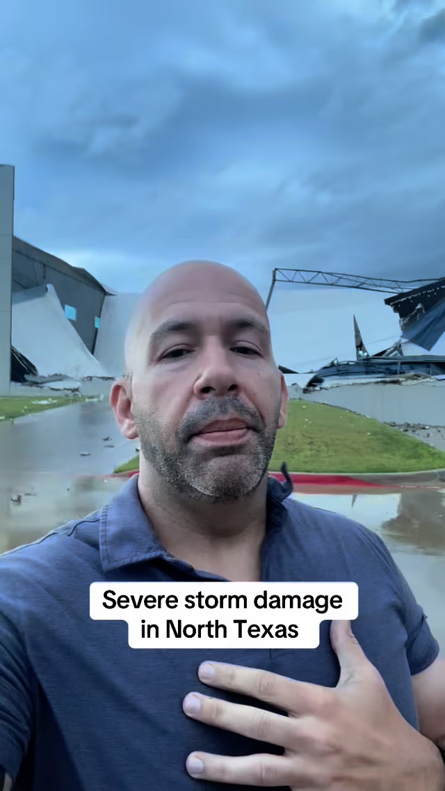 Photo of the structural collapse and storm damage at the large